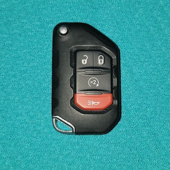 Factory OEM Jeep 4 Button Flip Key Keyfob with Key Remote Transmitter 2018-2021 - Picture 1 of 8